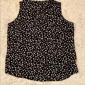 Polka Dot Sleeveless Top - Black and White